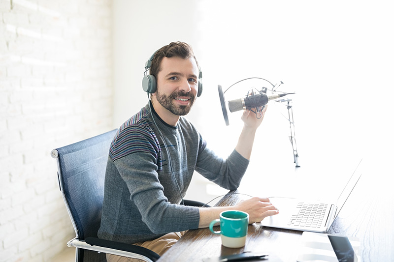 Man recording audio tracks