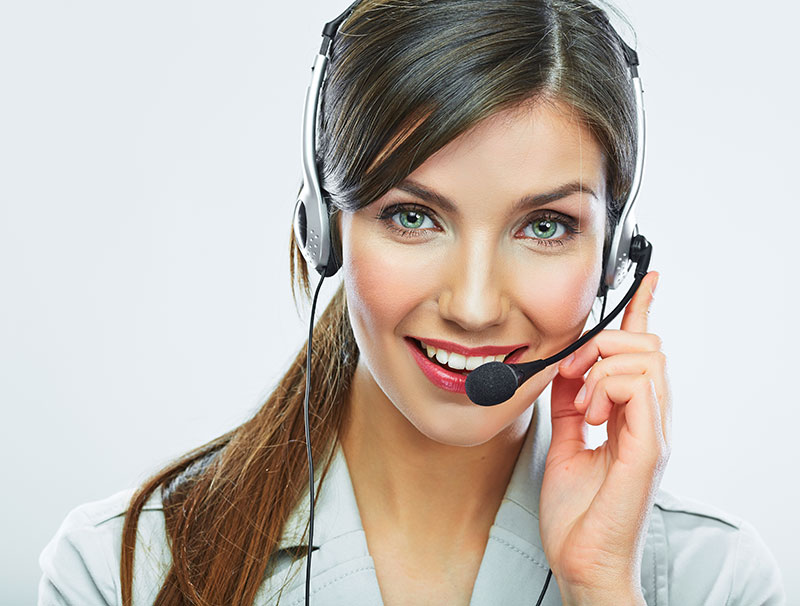 Young lady speaking on a headset